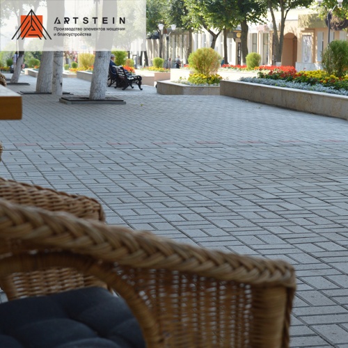 Плитка тротуарная ArtStein Прямоугольник серый,1.П6 100*200*60мм